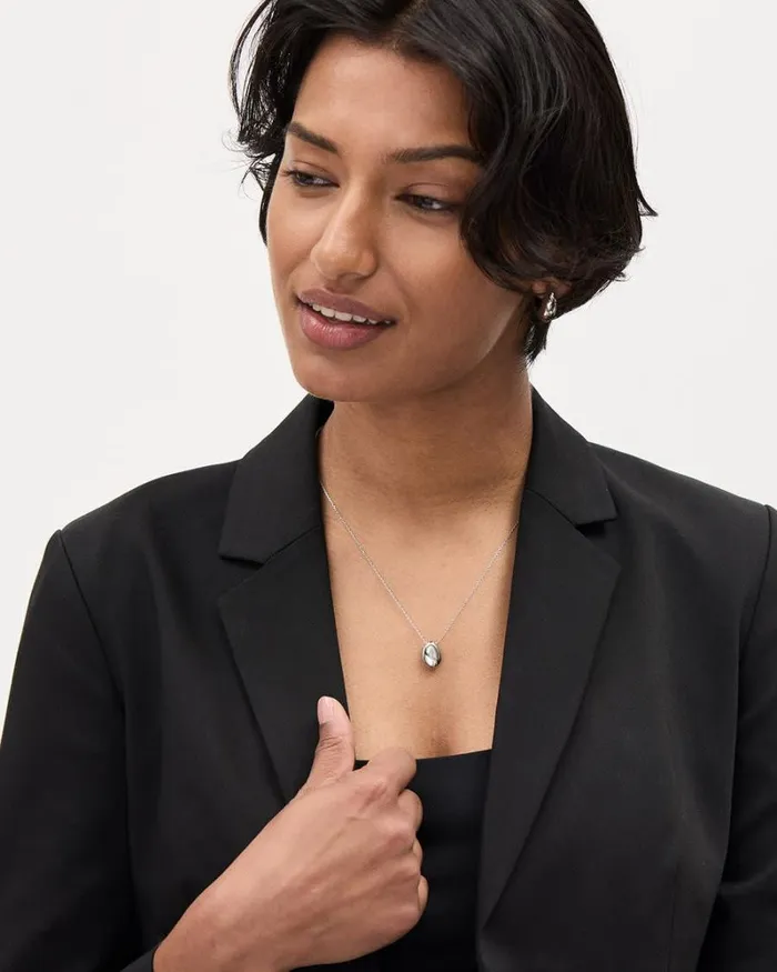 RWandCO Necklaces Long Necklace With Metal Pendant Silver 8211 Women RWandCO Necklaces Long Necklace With Metal Pendant Silver 8211 Women