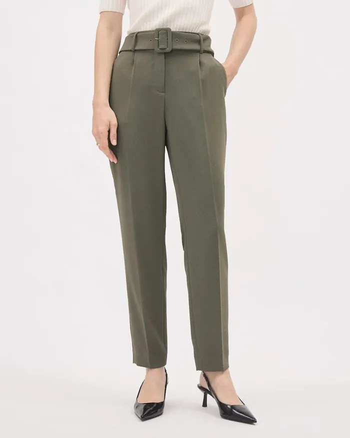 RWandCO Pants TaperedLeg HighRise Ankle Pant With Belt Dusty Olive 8211 Women RWandCO Pants TaperedLeg HighRise Ankle Pant With Belt Dusty Olive 8211 Women