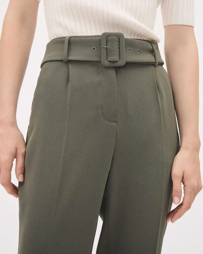 RWandCO Pants TaperedLeg HighRise Ankle Pant With Belt Dusty Olive 8211 Women RWandCO Pants TaperedLeg HighRise Ankle Pant With Belt Dusty Olive 8211 Women