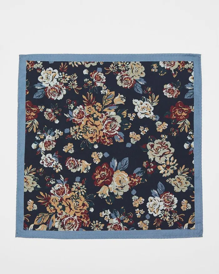 RWandCO Pocket Squares Floral Handkerchief Classic Blue 8211 Men