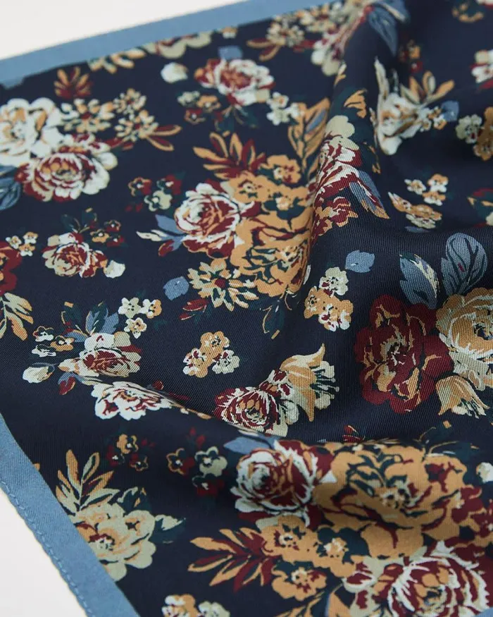 RWandCO Pocket Squares Floral Handkerchief Classic Blue 8211 Men RWandCO Pocket Squares Floral Handkerchief Classic Blue 8211 Men