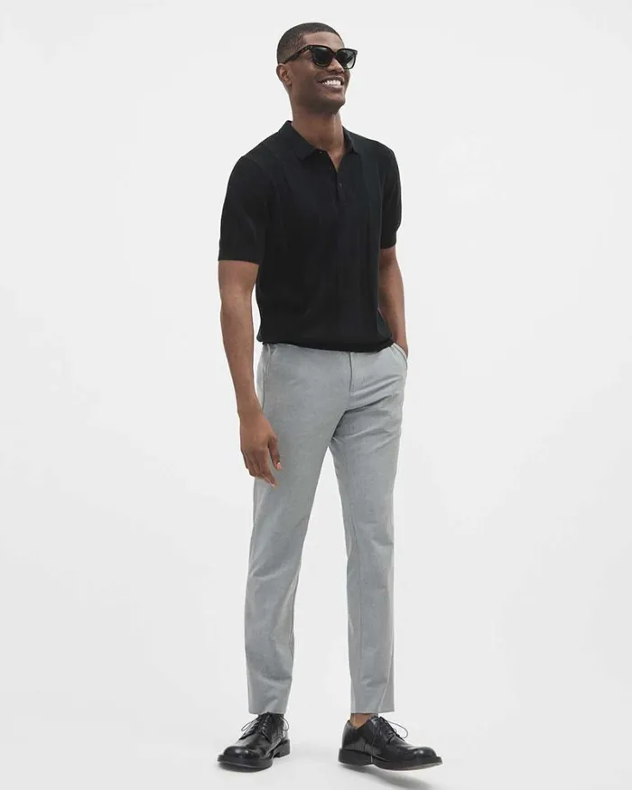 RWandCO Polos ShortSleeve Polo Sweater With Vertical Stitches Black 8211 Men RWandCO Polos ShortSleeve Polo Sweater With Vertical Stitches Black 8211 Men
