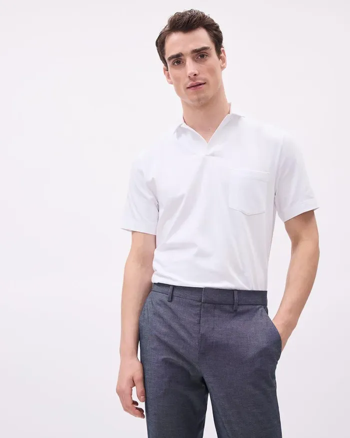 RWandCO Polos ShortSleeve Supima R Cotton Tee With Camp Collar Bright White 8211 Men RWandCO Polos ShortSleeve Supima R Cotton Tee With Camp Collar Bright White 8211 Men