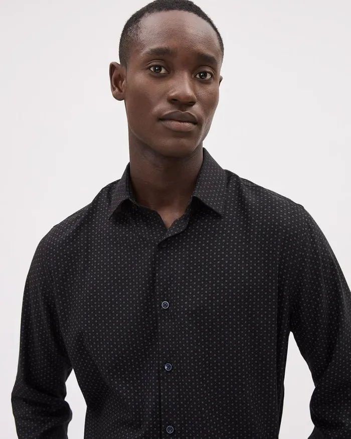 RWandCO Shirts SlimFit KnitLike Dress Shirt Black And Blue Pattern 8211 Men RWandCO Shirts SlimFit KnitLike Dress Shirt Black And Blue Pattern 8211 Men
