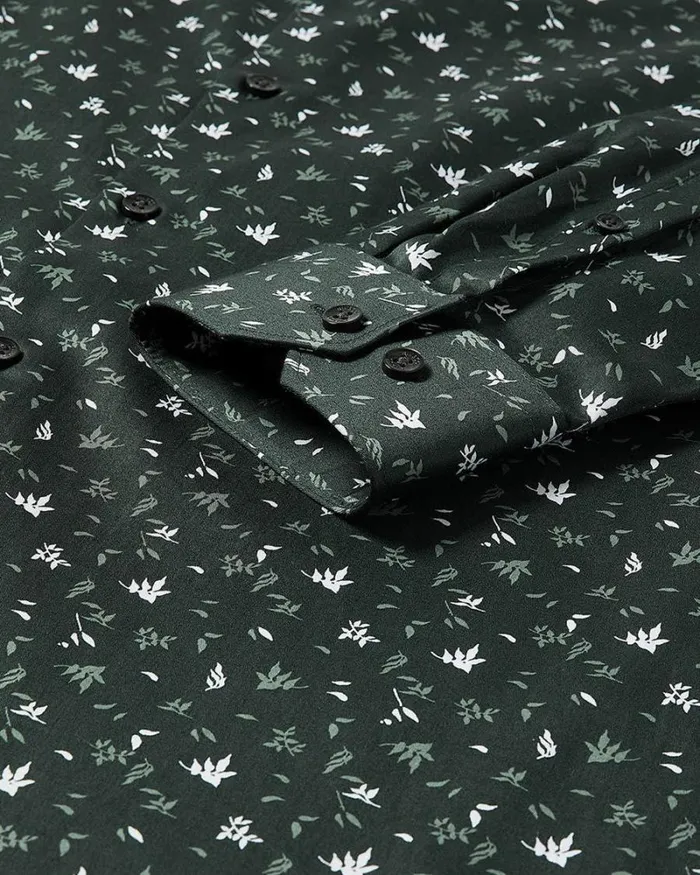RWandCO Shirts TailoredFit Dress Shirt With Foliage Print Dark Forest 8211 Men RWandCO Shirts TailoredFit Dress Shirt With Foliage Print Dark Forest 8211 Men