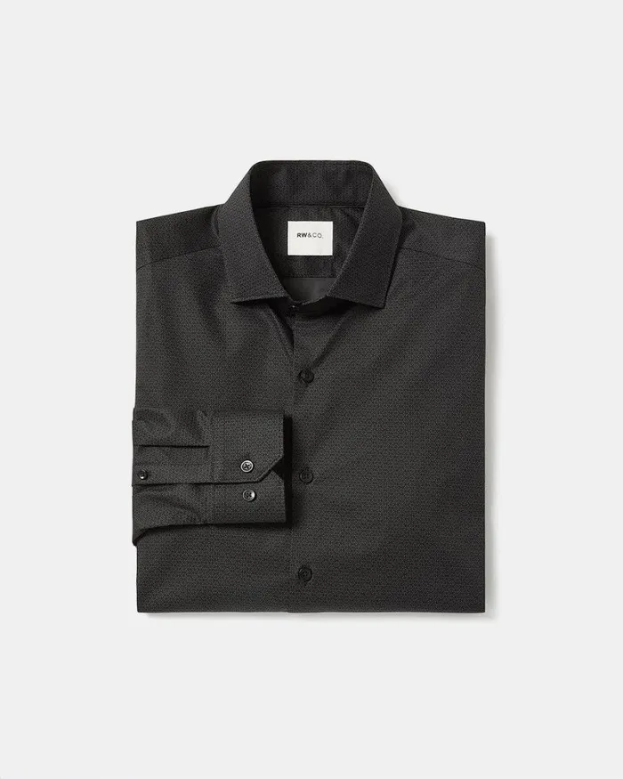 RWandCO Shirts TailoredFit Dress Shirt With Geometric Pattern Phantom 8211 Men RWandCO Shirts TailoredFit Dress Shirt With Geometric Pattern Phantom 8211 Men