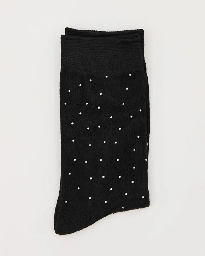 RWandCO Socks and Tights Crew Socks With Glitter Studs Black Multi8211 8211 Women RWandCO Socks and Tights Crew Socks With Glitter Studs Black Multi8211 8211 Women