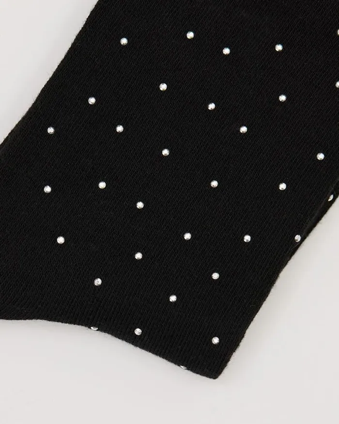 RWandCO Socks and Tights Crew Socks With Glitter Studs Black Multi8211 8211 Women RWandCO Socks and Tights Crew Socks With Glitter Studs Black Multi8211 8211 Women