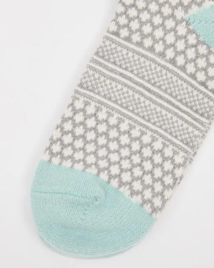 RWandCO Socks and Tights SuperSoft Socks With Fair Isle Pattern Neutral And Harbor Gray Multi 8211 Women RWandCO Socks and Tights SuperSoft Socks With Fair Isle Pattern Neutral And Harbor Gray Multi 8211 Women