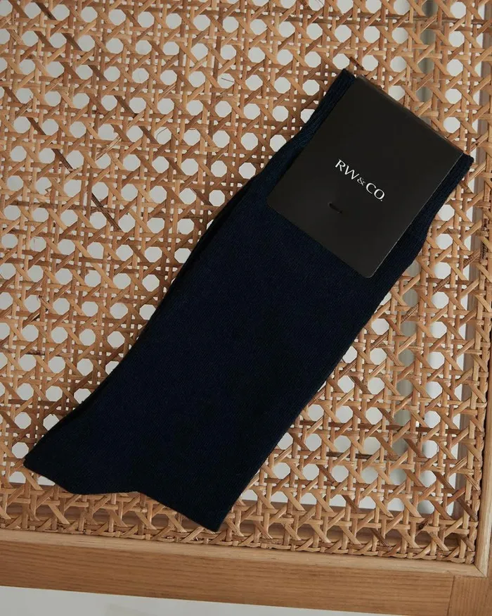 RWandCO Socks Basic Dress Socks Dark Navy 8211 Men