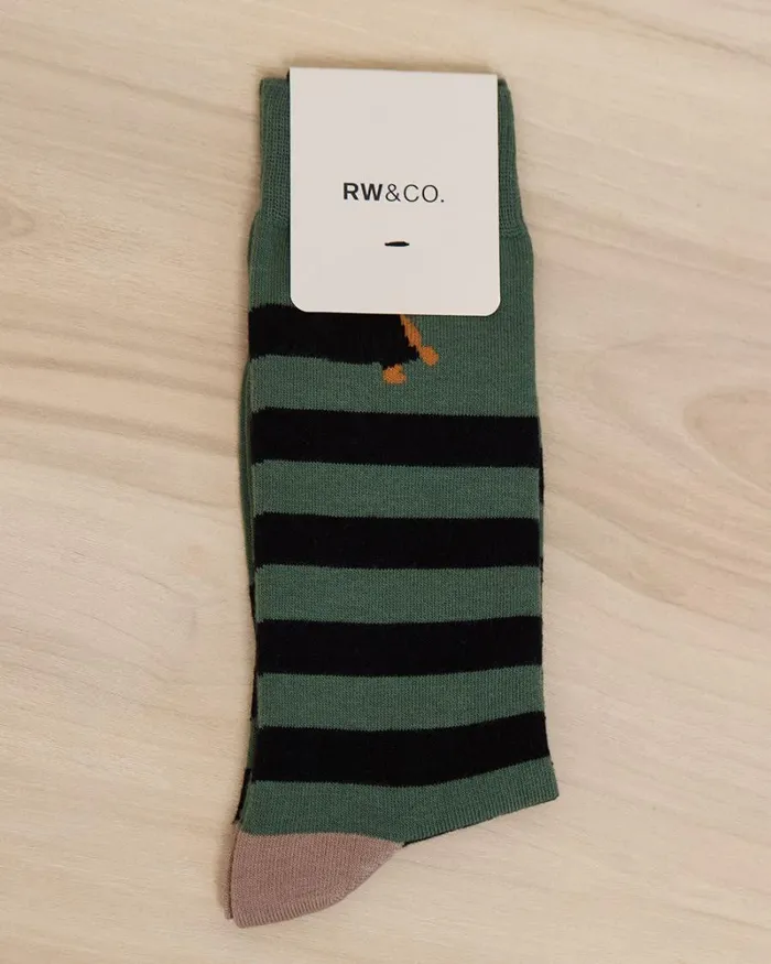 RWandCO Socks Striped Dachshund Socks Duck Green 8211 Men RWandCO Socks Striped Dachshund Socks Duck Green 8211 Men