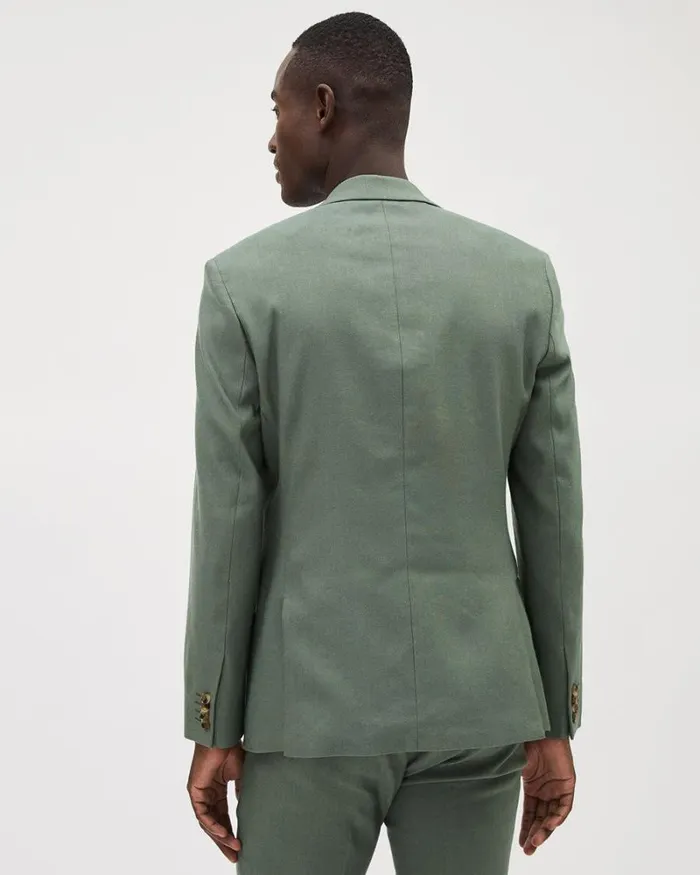 RWandCO Suits Slim Fit Stretch Linen Blazer Olive Grove 8211 Men