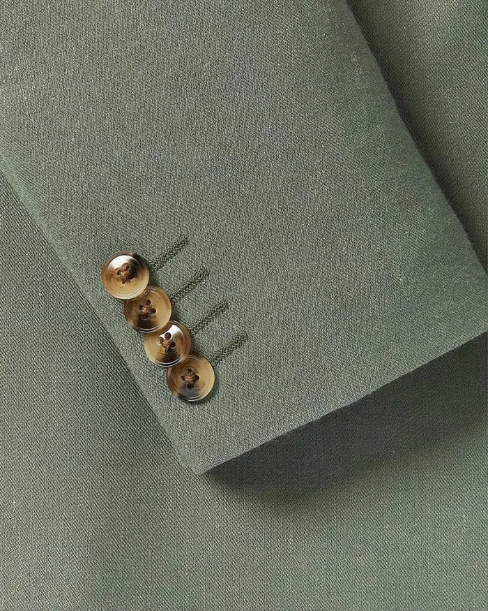 RWandCO Suits Slim Fit Stretch Linen Blazer Olive Grove 8211 Men