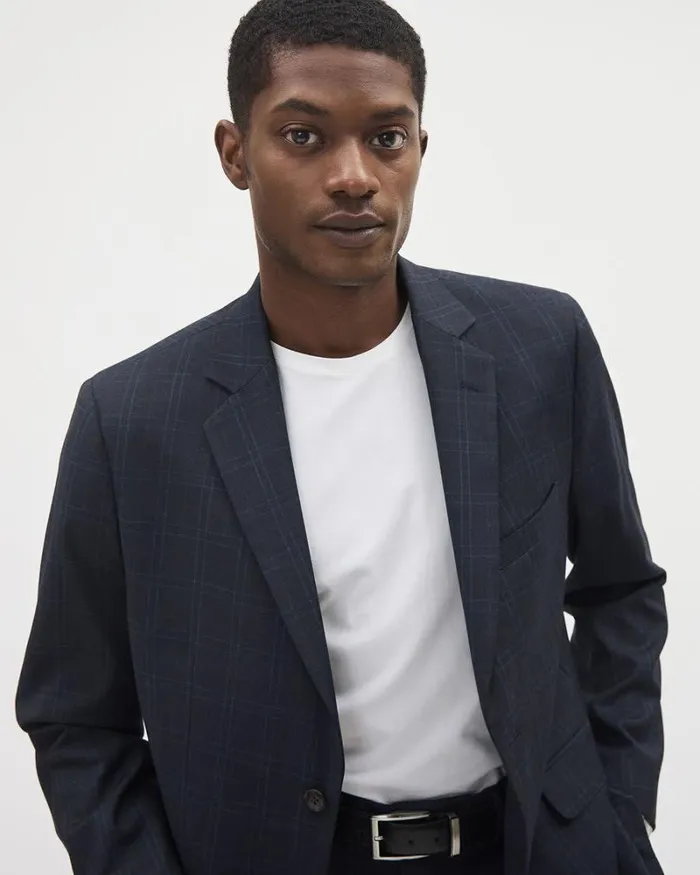 RWandCO Suits TailoredFit Navy Checkered Suit Blazer Navy Blazer 8211 Men RWandCO Suits TailoredFit Navy Checkered Suit Blazer Navy Blazer 8211 Men