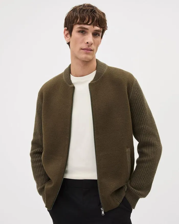 RWandCO Sweaters and Cardigans Boiled Wool Cardigan Evening Grove 8211 Men