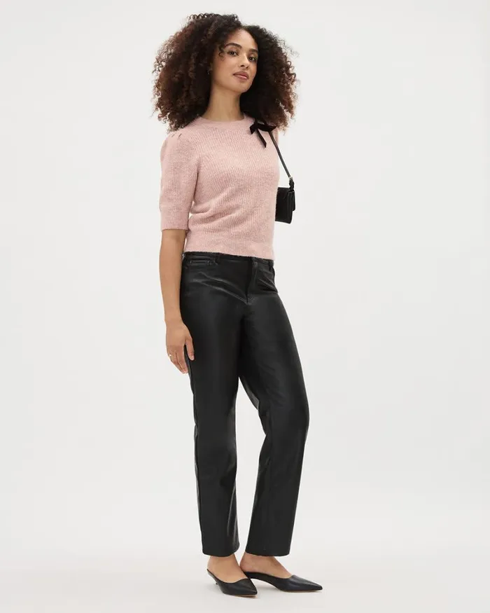 RWandCO Sweaters and Cardigans ElbowSleeve CrewNeck Pullover With Bow Rose Dust Mix 8211 Women RWandCO Sweaters and Cardigans ElbowSleeve CrewNeck Pullover With Bow Rose Dust Mix 8211 Women