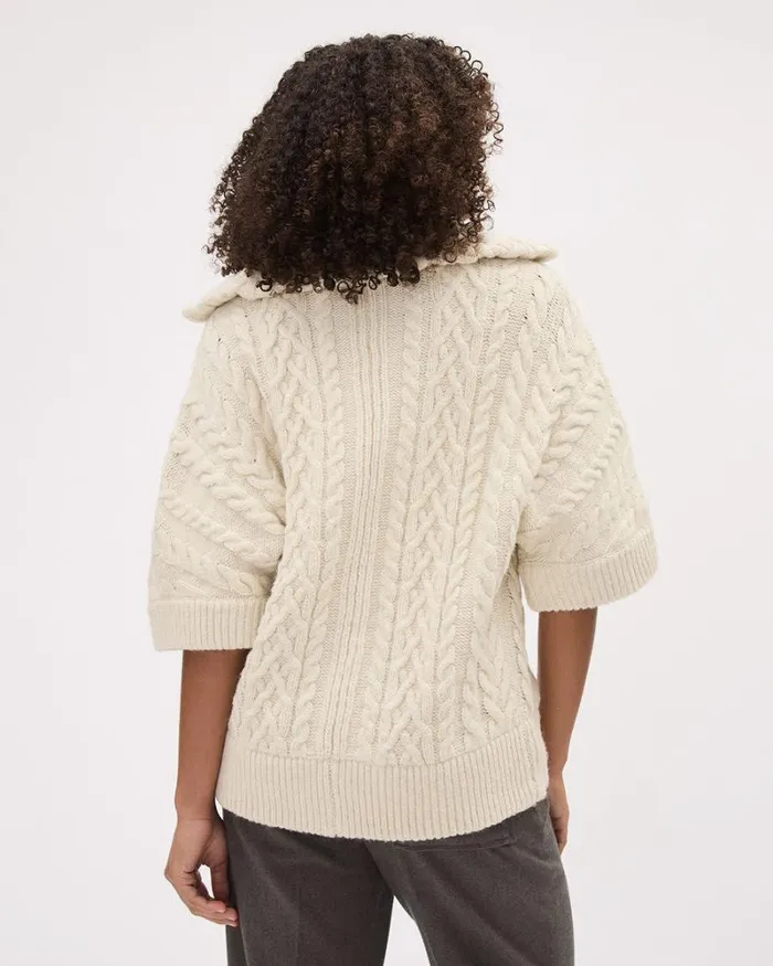 RWandCO Sweaters and Cardigans ElbowSleeve FunnelNeck Zipped Vest Birch 8211 Women RWandCO Sweaters and Cardigans ElbowSleeve FunnelNeck Zipped Vest Birch 8211 Women