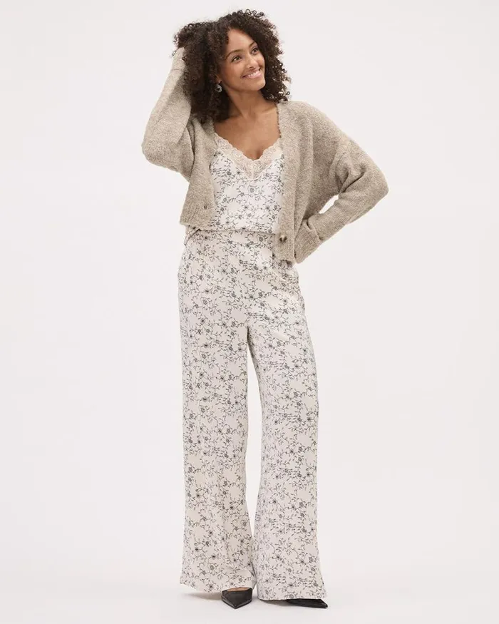 RWandCO Sweaters and Cardigans LongSleeve ButtonedDown Boucl Cardigan Stucco Mix 8211 Women RWandCO Sweaters and Cardigans LongSleeve ButtonedDown Boucl Cardigan Stucco Mix 8211 Women