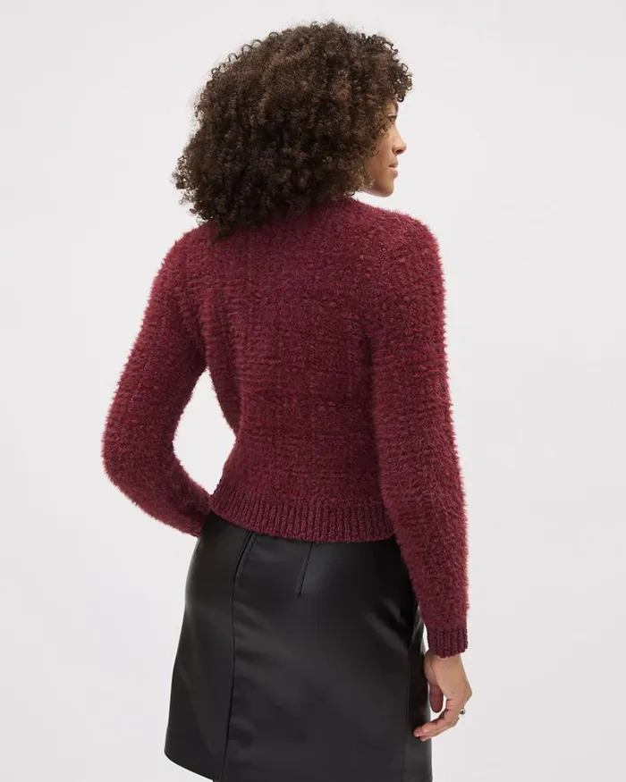 RWandCO Sweaters and Cardigans LongSleeve CrewNeck FeatherYarn Sweater Burgundy 8211 Women RWandCO Sweaters and Cardigans LongSleeve CrewNeck FeatherYarn Sweater Burgundy 8211 Women