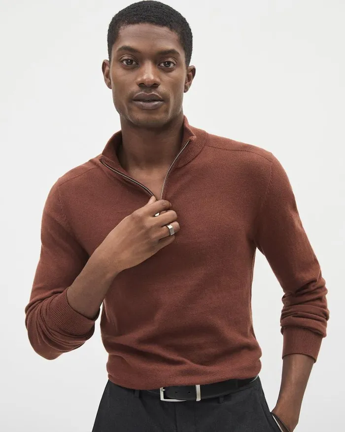 RWandCO Sweaters and Cardigans LongSleeve HalfZip MockNeck Sweater Cinnabar 8211 Men RWandCO Sweaters and Cardigans LongSleeve HalfZip MockNeck Sweater Cinnabar 8211 Men