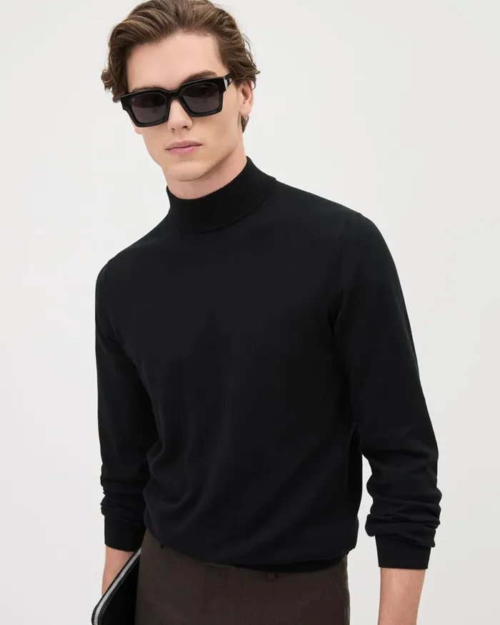 RWandCO Sweaters and Cardigans LongSleeve MockNeck Sweater Black 8211 Men