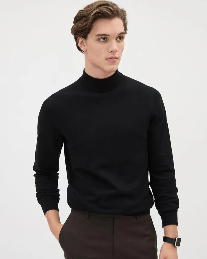RWandCO Sweaters and Cardigans LongSleeve MockNeck Sweater Black 8211 Men RWandCO Sweaters and Cardigans LongSleeve MockNeck Sweater Black 8211 Men