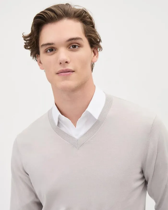 RWandCO Sweaters and Cardigans LongSleeve VNeck Sweater Coconut Cream 8211 Men