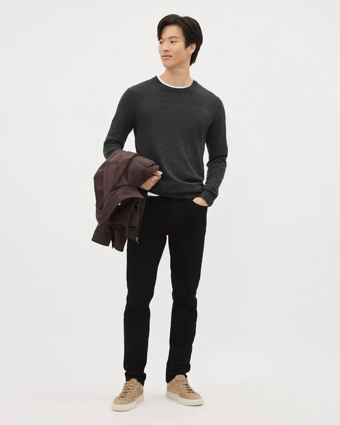 RWandCO Sweaters and Cardigans Solid LongSleeve CrewNeck Sweater Charcoal Mix 8211 Men RWandCO Sweaters and Cardigans Solid LongSleeve CrewNeck Sweater Charcoal Mix 8211 Men
