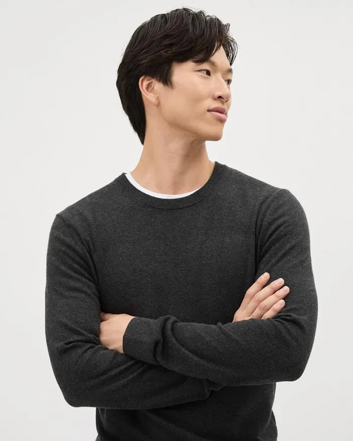 RWandCO Sweaters and Cardigans Solid LongSleeve CrewNeck Sweater Charcoal Mix 8211 Men RWandCO Sweaters and Cardigans Solid LongSleeve CrewNeck Sweater Charcoal Mix 8211 Men