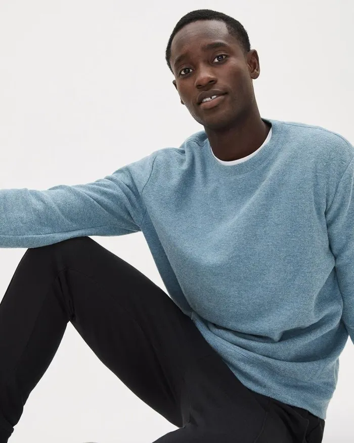 RWandCO Sweatshirts and Hoodies Brushed Waffle CrewNeck Ribbed Sweater Heather Windblue 8211 Men RWandCO Sweatshirts and Hoodies Brushed Waffle CrewNeck Ribbed Sweater Heather Windblue 8211 Men
