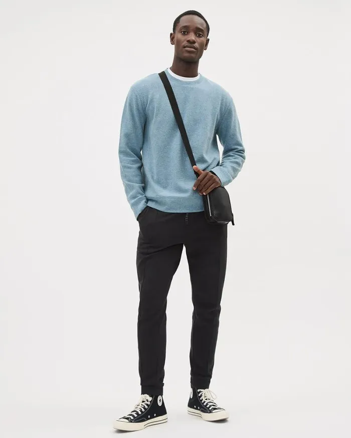 RWandCO Sweatshirts and Hoodies Brushed Waffle CrewNeck Ribbed Sweater Heather Windblue 8211 Men RWandCO Sweatshirts and Hoodies Brushed Waffle CrewNeck Ribbed Sweater Heather Windblue 8211 Men