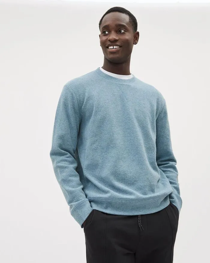 RWandCO Sweatshirts and Hoodies Brushed Waffle CrewNeck Ribbed Sweater Heather Windblue 8211 Men RWandCO Sweatshirts and Hoodies Brushed Waffle CrewNeck Ribbed Sweater Heather Windblue 8211 Men