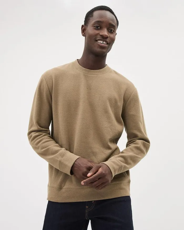 RWandCO Sweatshirts and Hoodies Brushed Waffle CrewNeck Ribbed Sweater Shitake 8211 Men RWandCO Sweatshirts and Hoodies Brushed Waffle CrewNeck Ribbed Sweater Shitake 8211 Men