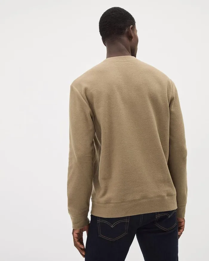 RWandCO Sweatshirts and Hoodies Brushed Waffle CrewNeck Ribbed Sweater Shitake 8211 Men