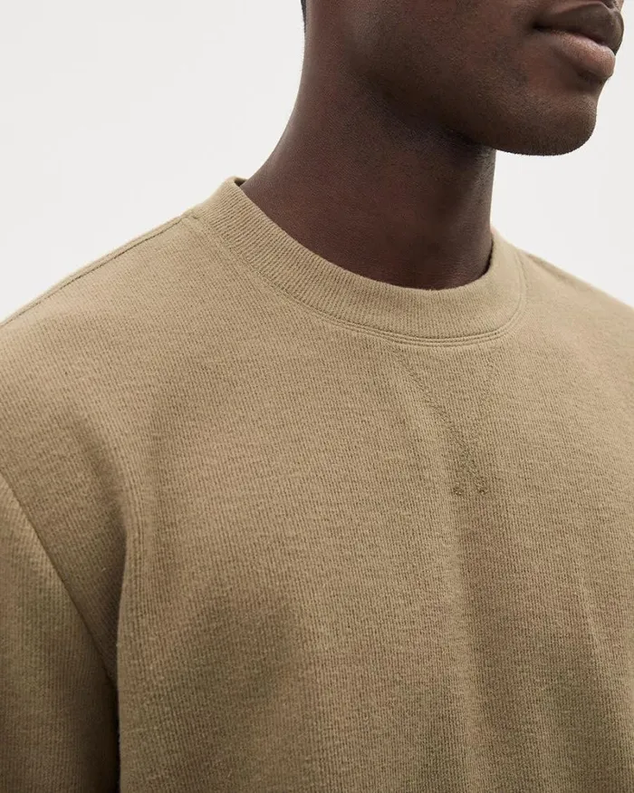 RWandCO Sweatshirts and Hoodies Brushed Waffle CrewNeck Ribbed Sweater Shitake 8211 Men