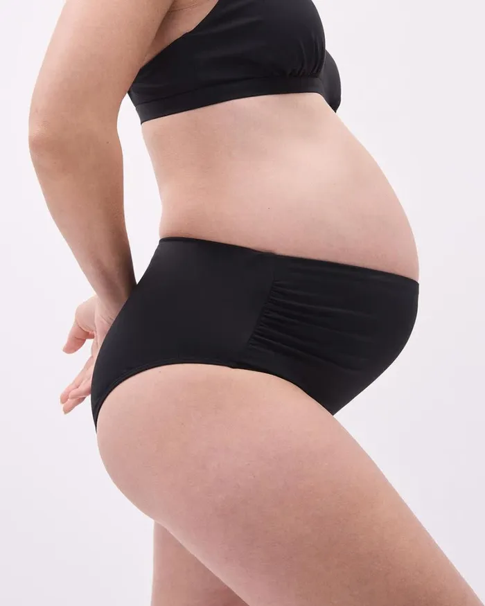 RWandCO Swimwear HighWaist Bikini Bottom With Shirring 8211 Thyme Maternity Black 8211 Women