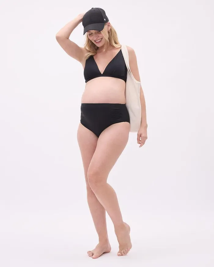 RWandCO Swimwear HighWaist Bikini Bottom With Shirring 8211 Thyme Maternity Black 8211 Women RWandCO Swimwear HighWaist Bikini Bottom With Shirring 8211 Thyme Maternity Black 8211 Women