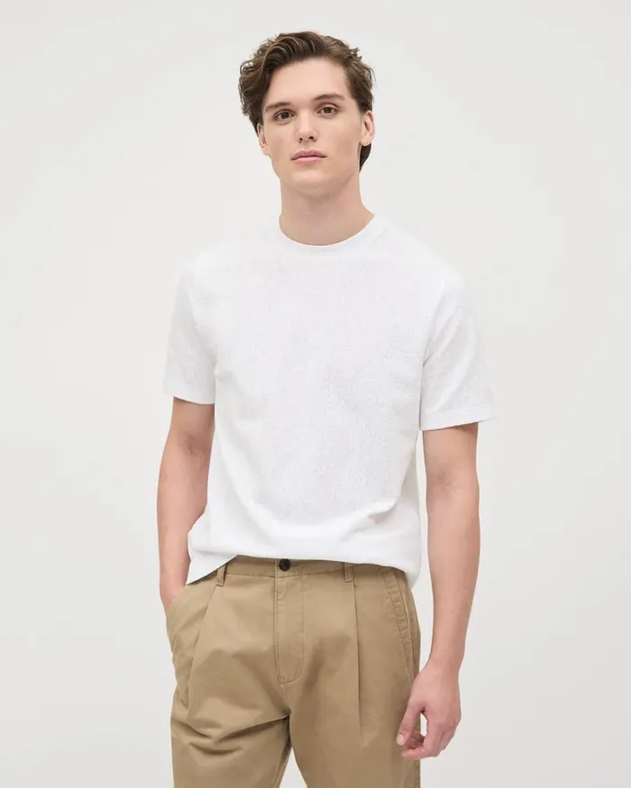 RWandCO TShirts Textured ShortSleeve CrewNeck Tee Bright White 8211 Men