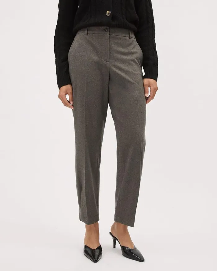 RWandCO Tapered Leg MidRise TaperedLeg Flannel Pant Brown Heather 8211 Women
