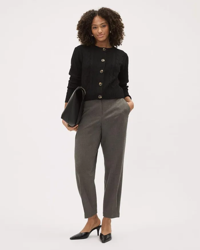 RWandCO Tapered Leg MidRise TaperedLeg Flannel Pant Brown Heather 8211 Women