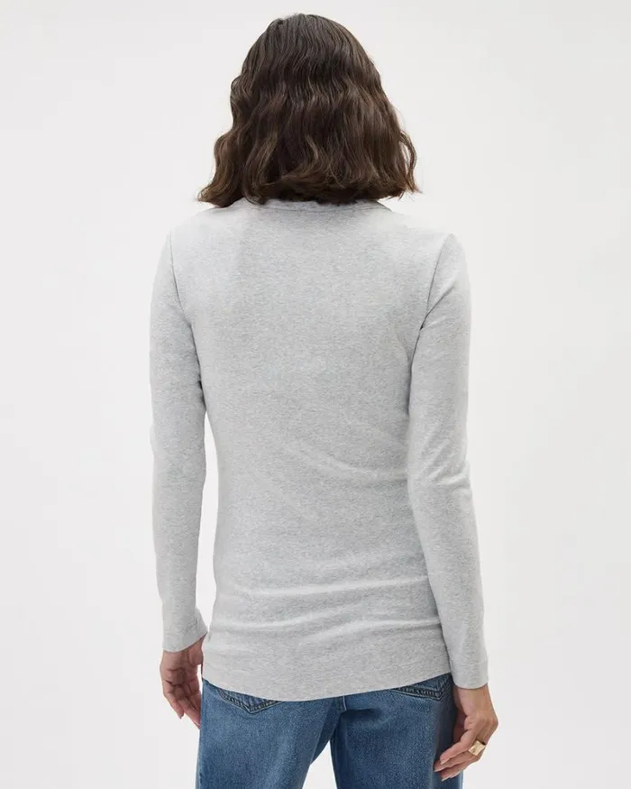 RWandCO Tops LongSleeve CrewNeck Top 8211 Thyme Maternity Light Grey Mix 8211 Women RWandCO Tops LongSleeve CrewNeck Top 8211 Thyme Maternity Light Grey Mix 8211 Women