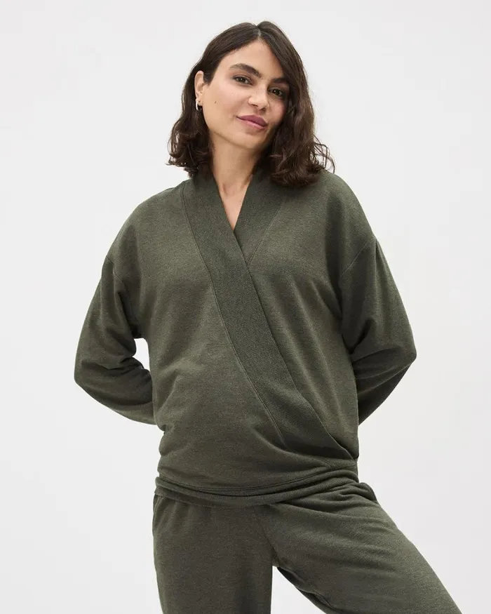 RWandCO Tops The Easy Nursing Sweater 8211 Thyme Maternity Kalamata Mix 8211 Women RWandCO Tops The Easy Nursing Sweater 8211 Thyme Maternity Kalamata Mix 8211 Women