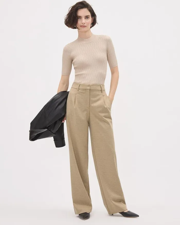 RWandCO Wide Leg HighRise WideLeg Beige Twill Pant Camel 8211 Women RWandCO Wide Leg HighRise WideLeg Beige Twill Pant Camel 8211 Women
