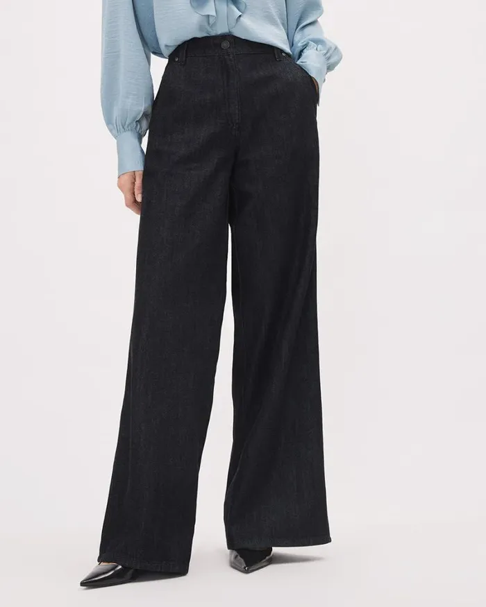 RWandCO Wide Leg Long HighWaisted WideLeg Jeans Raw Denim 8211 Women