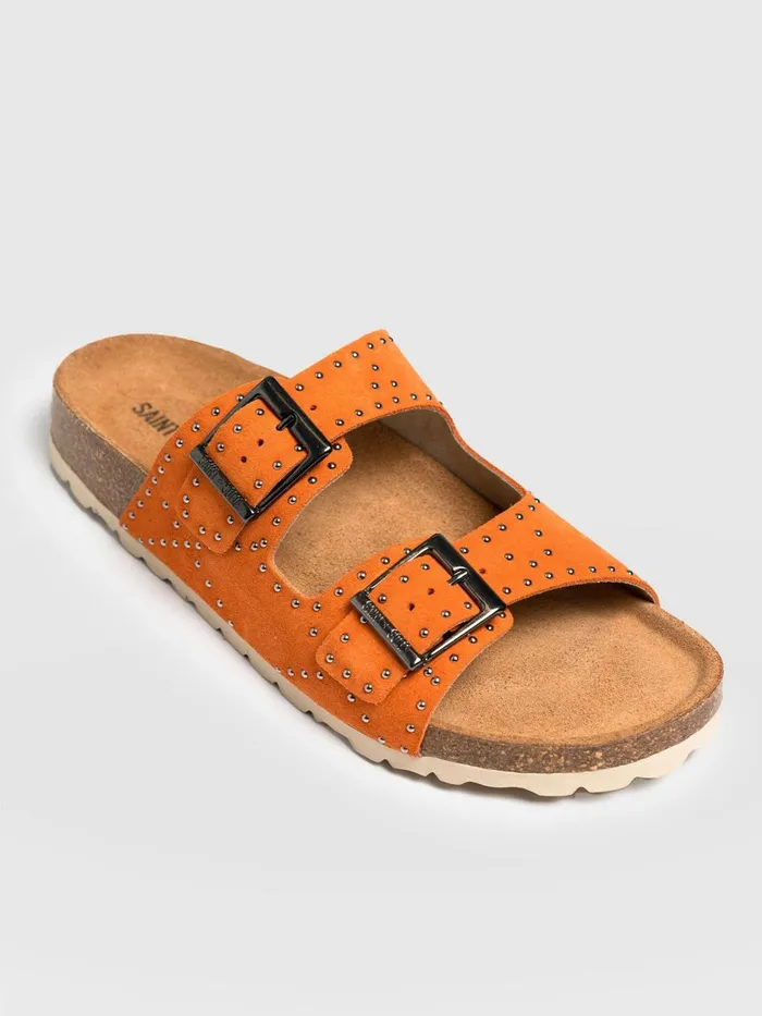 Saint And Sofia All Sandals Women Studded Sutton Slides 8211 Orange Orange