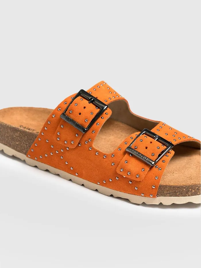 Saint And Sofia All Sandals Women Studded Sutton Slides 8211 Orange Orange