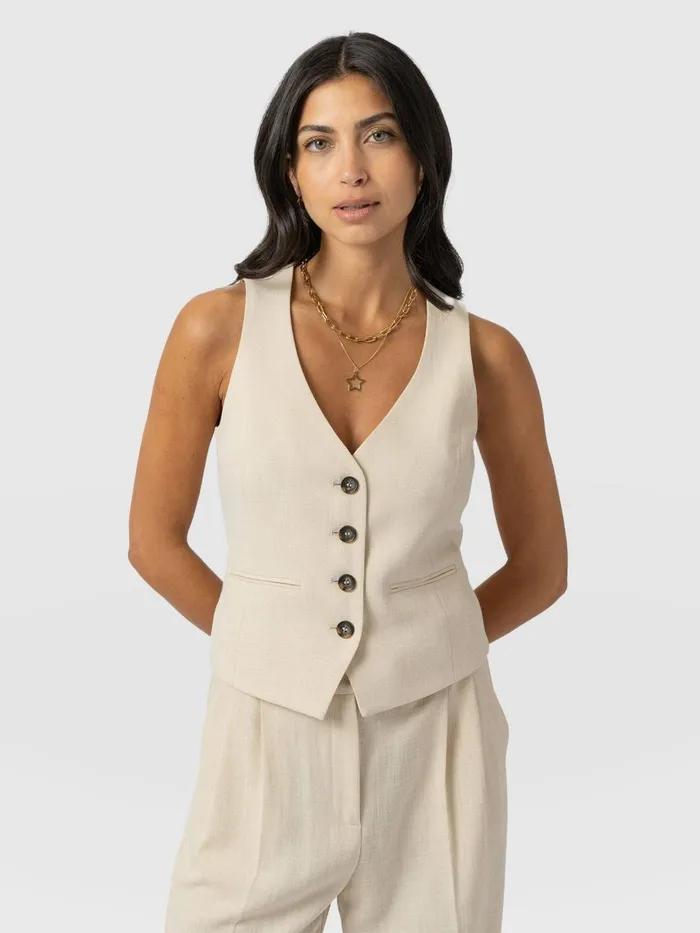 Saint And Sofia Blazers Women Astrid Waistcoat 8211 Cream Cream