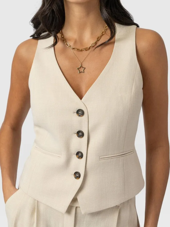 Saint And Sofia Blazers Women Astrid Waistcoat 8211 Cream Cream