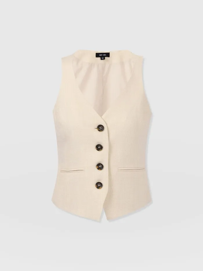 Saint And Sofia Blazers Women Astrid Waistcoat 8211 Cream Cream