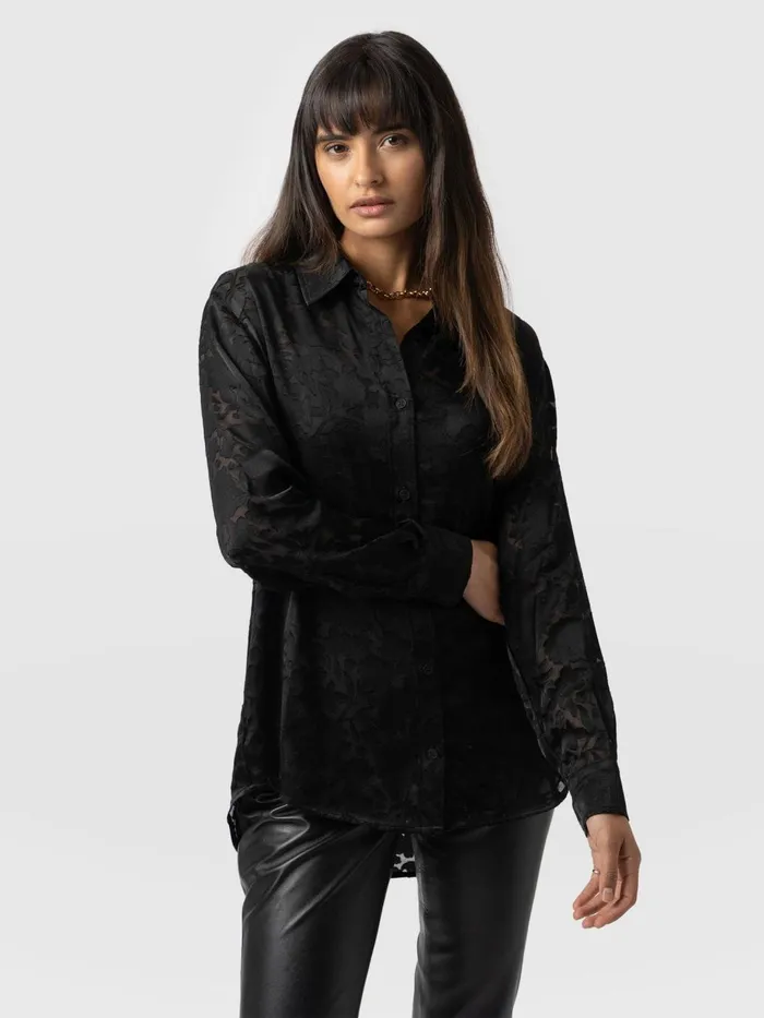 Saint And Sofia Blouses and Shirts Women Boyfriend Shirt 8211 Black Burnout Black Burnout Saint And Sofia Blouses and Shirts Women Boyfriend Shirt 8211 Black Burnout Black Burnout